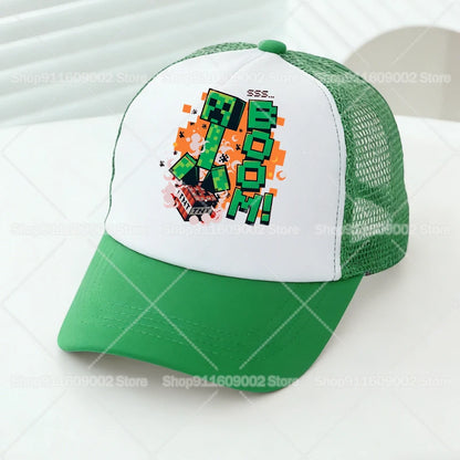 Minecrafted Mesh Baseball Caps Cartoon Figures Adult Children Sports Hats Boys Girls Summer Outdoor Sunshade Peaked Caps Gift