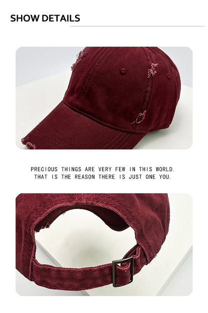 New Unisex Notch Solid Personal Baseball Hats Breathable Broken Style Sunshade Casual Peaked Caps Versatile Distress Fashion ins