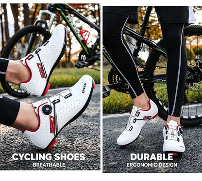 Sapatilhas de ciclismo MTB novas para homem, sapatilhas desportivas de ciclismo com sistema de bloqueio automático, estrada e velocidade, sapatilhas de ciclismo para mulher compatíveis com cleats SPD