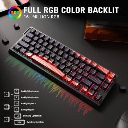 Teclado Gaming ATTACK SHARK X68PRO HE sem fios com Rapid Trigger, atuação ajustável, Hot-Swap, retroiluminação RGB, BT/2.4GHz/com fios