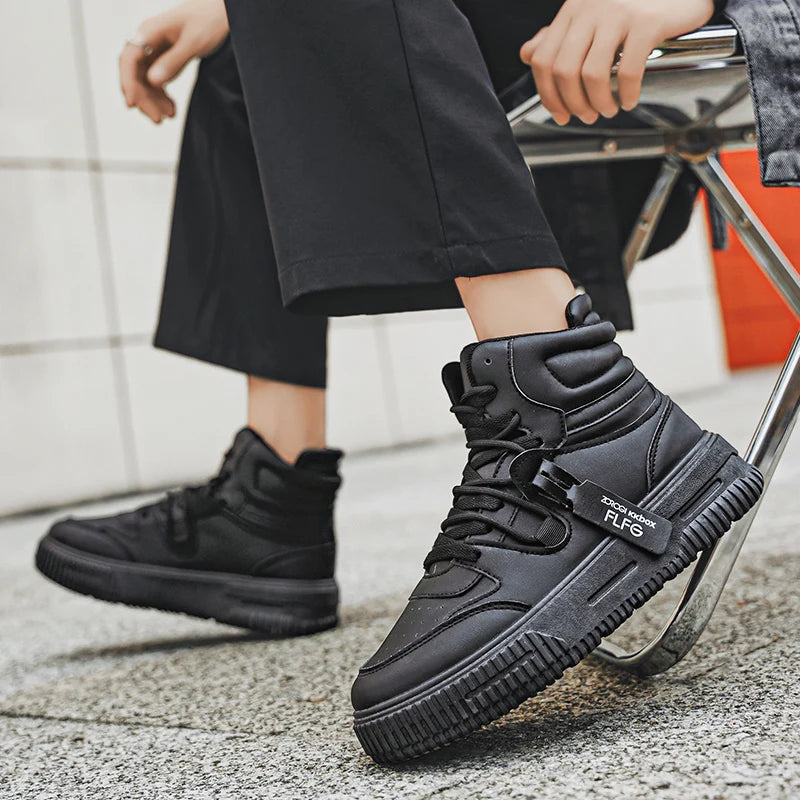 Baskets décontractées de mode, chaussures de skateboard montantes, bottines pour étudiants, hommes et femmes, tendance, résistantes à l'usure, bicolores, pour couples