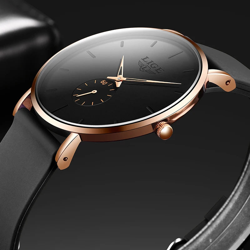 LIGE men’s watch – Sporty and trendy style, luxury brand, water-resistant, sleek and ultra-thin design, men’s quartz watch
