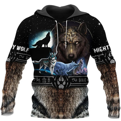 Módne jarné a jesenné mikiny s kapucňou pre mužov s motívom vlka, 3D potlač po celej ploche, unisex pulóver, ležérna bunda, streetwearový kabát, veľkosť 4XL