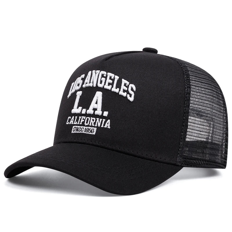 LOS ANGELES embroidered men's and women's outdoor sports event cap American trucker net hat trend fashion
