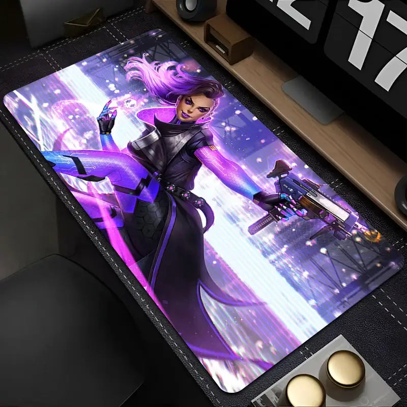 Tappetino mouse PC Overwatch Sombra sexy, tappetino per laptop viola kawaii con ragazza anime, tappetino per tastiera, accessori gaming, tappetino da scrivania per gamer