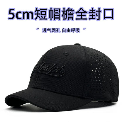 Brand Oohmy 5cm Short Brim Baseball Caps Big Head and Small Head for Men Women Mesh Back Trucker Hat Short BillQuick Dry