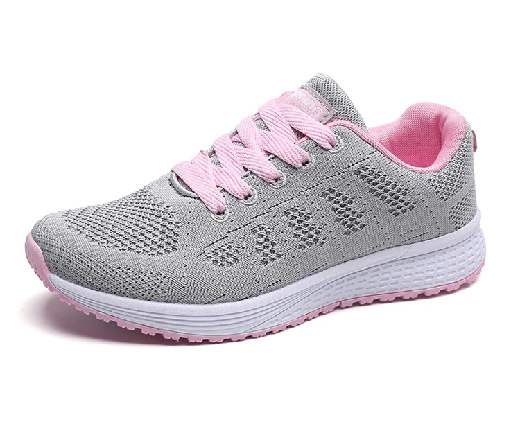 Women's Sneaker 2025 New Fashion Breathable Trainers Comfortable Sneakers Mesh Fabric Lace Up Women's Tennis Shoes For Women