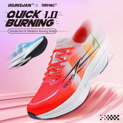 IRUNSVAN Co branded fast burning 1.0 carbon plate running shoes for men's marathon training shock-absorbing and breathable