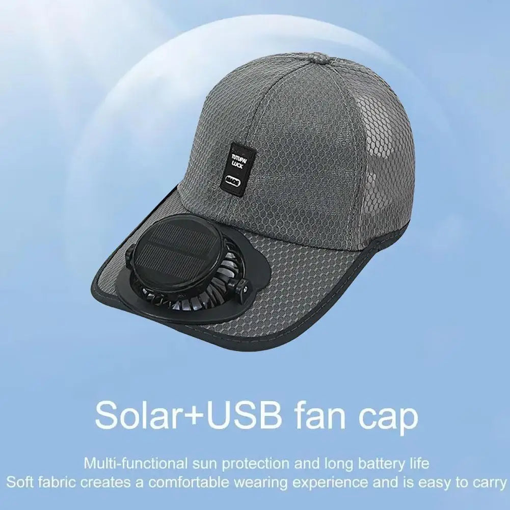 Breathable Sunhat with Solar Fan Sun Block Baseball Hat with Solar Fan USB Charging Fan Outdoor Sunhats Sunscreen Sunshade Hats