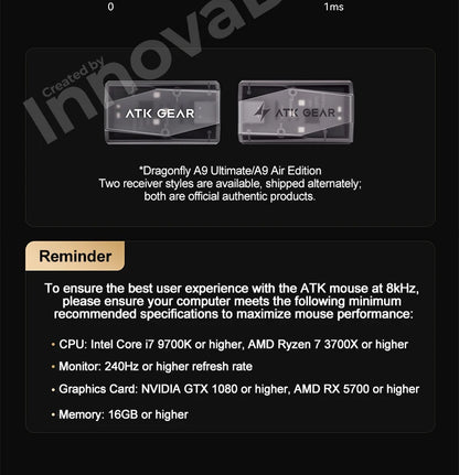 ATK Dragonfly A9 Ultimate Wireless Gaming Mouse A9 Air PAW3950 Ultra Lightweight Ergonomic E-sports Gamer FPS Mice CSGO A9 Ultra