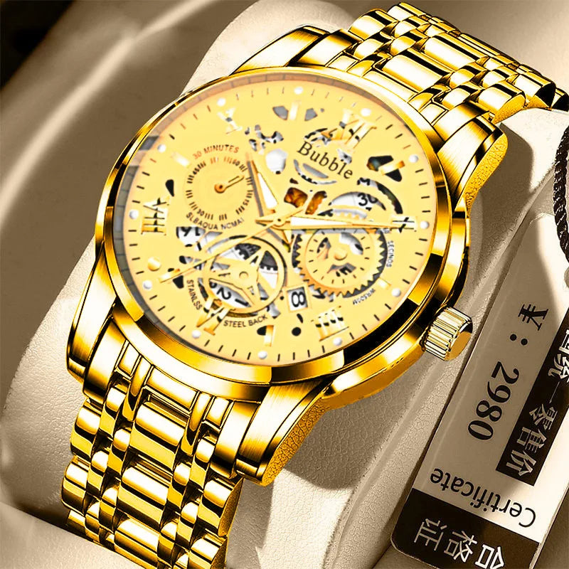 UTHAI L93 Men’s Watch – Trendy style, affordable luxury and versatile; quartz movement, luminescent display, water-resistant, openwork dial with Roman numerals.