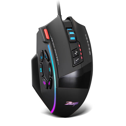 ZELOTES C13 Wired Gaming Mouse 10000 DPI RGB Programmable Gaming Mouse with 13 Buttons for PC & Laptop