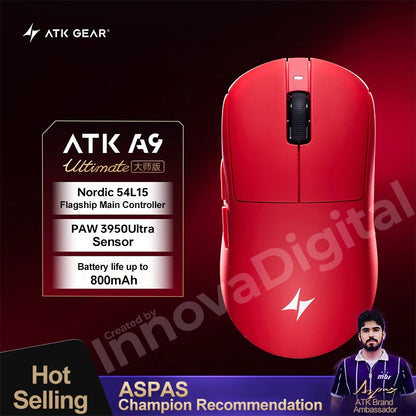 Bezprzewodowa mysz gamingowa ATK Dragonfly A9 Ultimate A9 Air PAW3950 ultralekka ergonomiczna mysz e-sportowa FPS dla graczy CSGO A9 Ultra