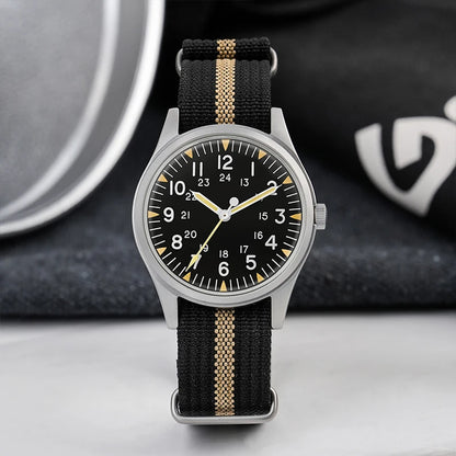 Militado ML07 Military Watch VH31 Quartz Movement Sapphire Crystal Luminous AR Coating Vintage Watches 100m Waterproof