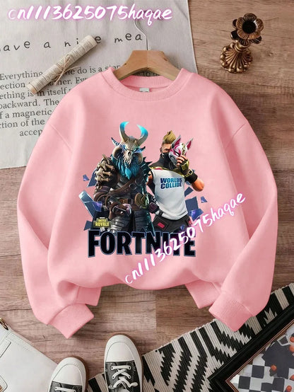 Sweatshirt pullover FORTNITED de manga comprida para criança, estilo streetwear para menina, menino e bebé, top de moda anime infantil, presente