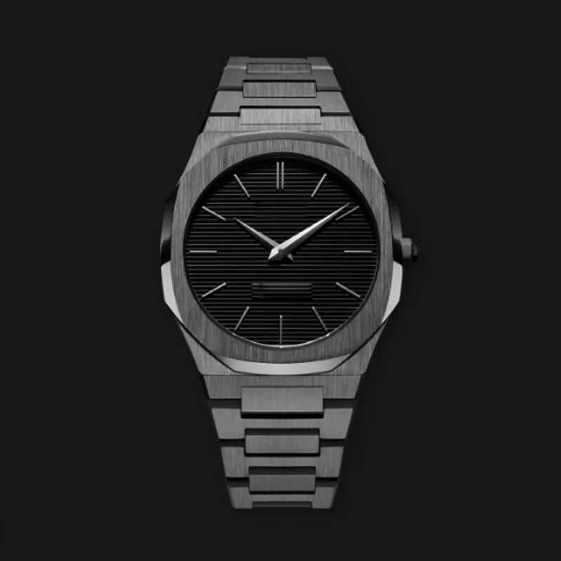 Untra Thin All Stainless Steel Sun Pattern Japan Movement Waterproof Men Quartz Watch With Original Logo