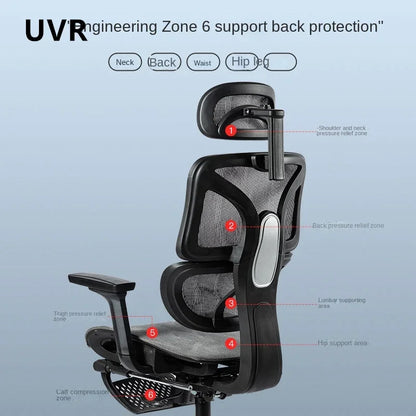 UVR Computer Gaming Chair Ergonomic Design Backrest Armchair Comfortable Reclining Boss Chair Lift Swivel Mesh Office Chair