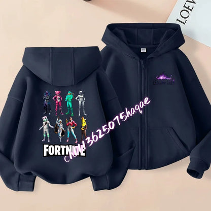 Ny Fortnite-hættetrøje til børn med lynlås, tegneserie- og anime-inspirerede hættetrøjer, afslappet og åndbar jakke til drenge, børnetøj til foråret 2026