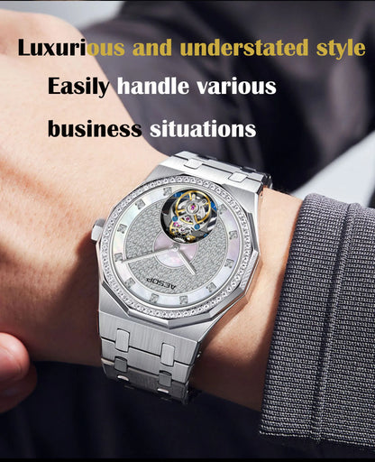AESOP Echte Fliegende Tourbillon Mechanische Skeleton Uhr Für Mann Luxus Wasserdichte Armbanduhren Saphir Spiegel Gradienten new