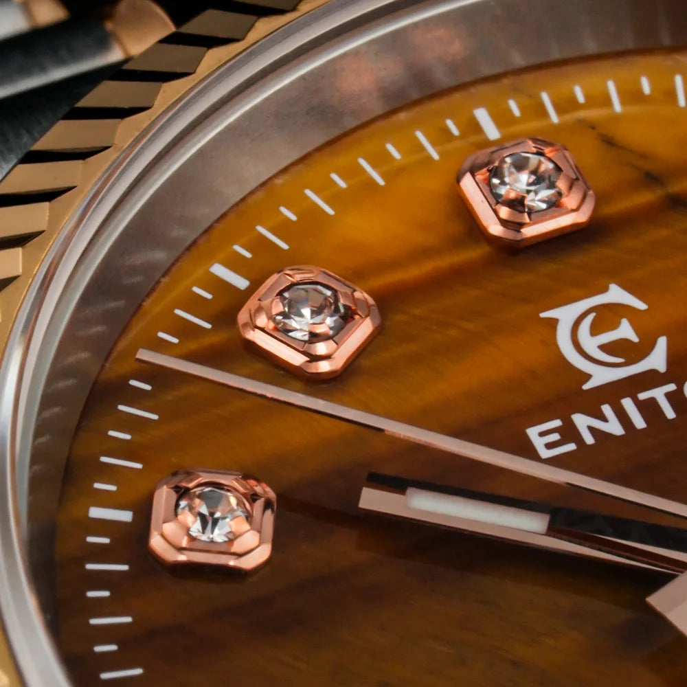 Eniton 36mm Men's Mechanical Watch with Stainless Steel Peacock Stone Tiger Eye Dial And NH35 Movement