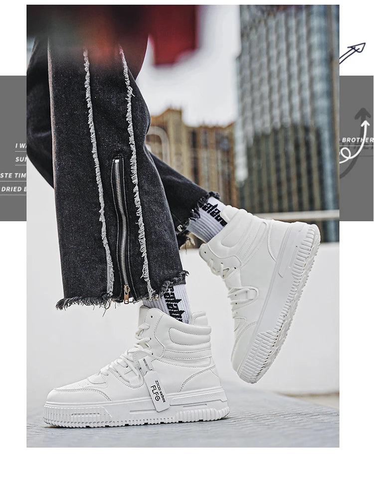 Baskets décontractées de mode, chaussures de skateboard montantes, bottines pour étudiants, hommes et femmes, tendance, résistantes à l'usure, bicolores, pour couples