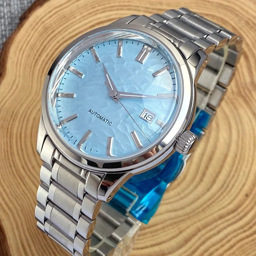 Tandorio 40mm Japanese NH35 Automatic 200M Diving Watch Men Beige Dial Bubble Sapphire Polished Case Glass Back Screw Crown