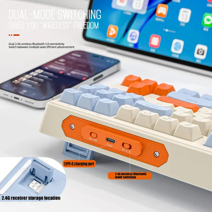 Tastiera M87 wireless Bluetooth dual mode, sensazione meccanica, gaming e ufficio silenziosa, copritasti sferici in PBT, illuminazione arcobaleno