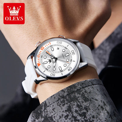 OLEVS Automatic Men's Watches Luxury Top Brand Green Water Ghost Diving Series Silicone Strap Original Mechanical Man Watch 6751
