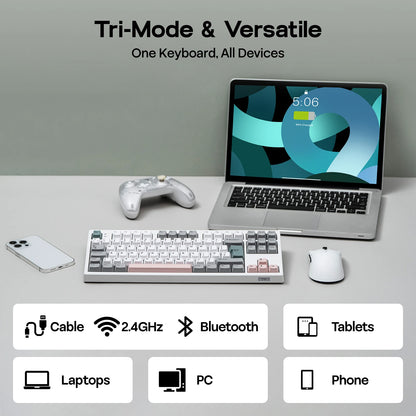 Layout ISO-UK EPOMAKER TH87 TKL Tastiera meccanica cablata/BT/wireless 2.4Ghz NKRO con batteria 10000mAh e illuminazione RGB
