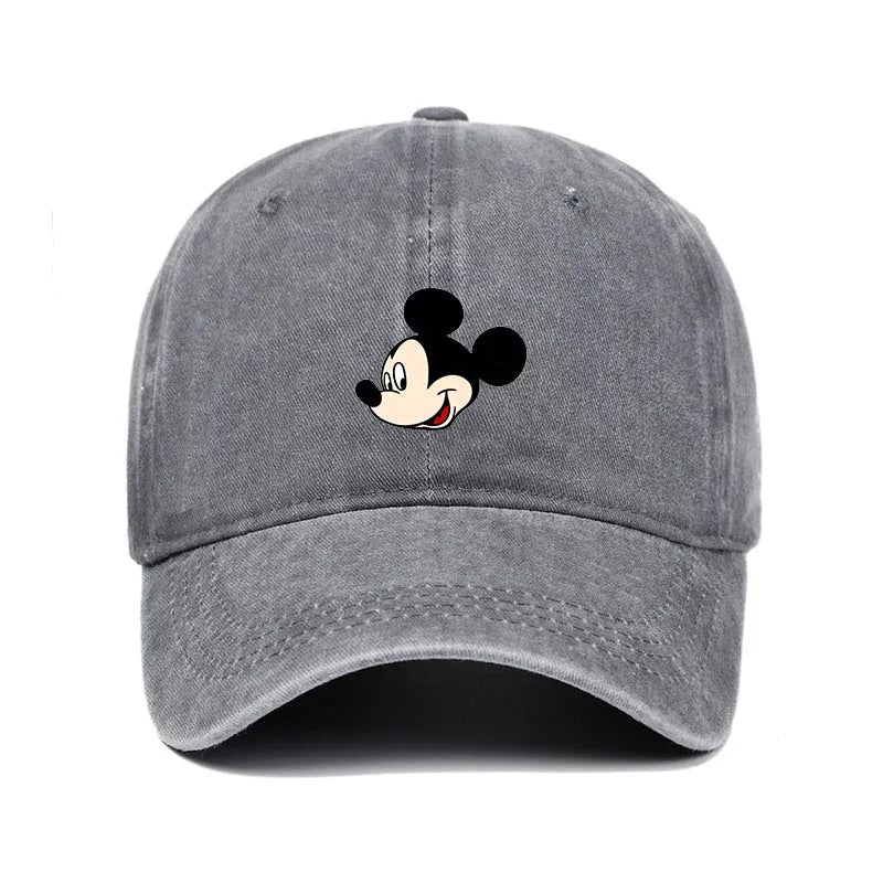 Retro Washed Mickey Mouse Print Baseball Cap Men Women Vintage Kpop Snapback Cap Adjustable Breathable Trucker Hat Sunscreen Hat