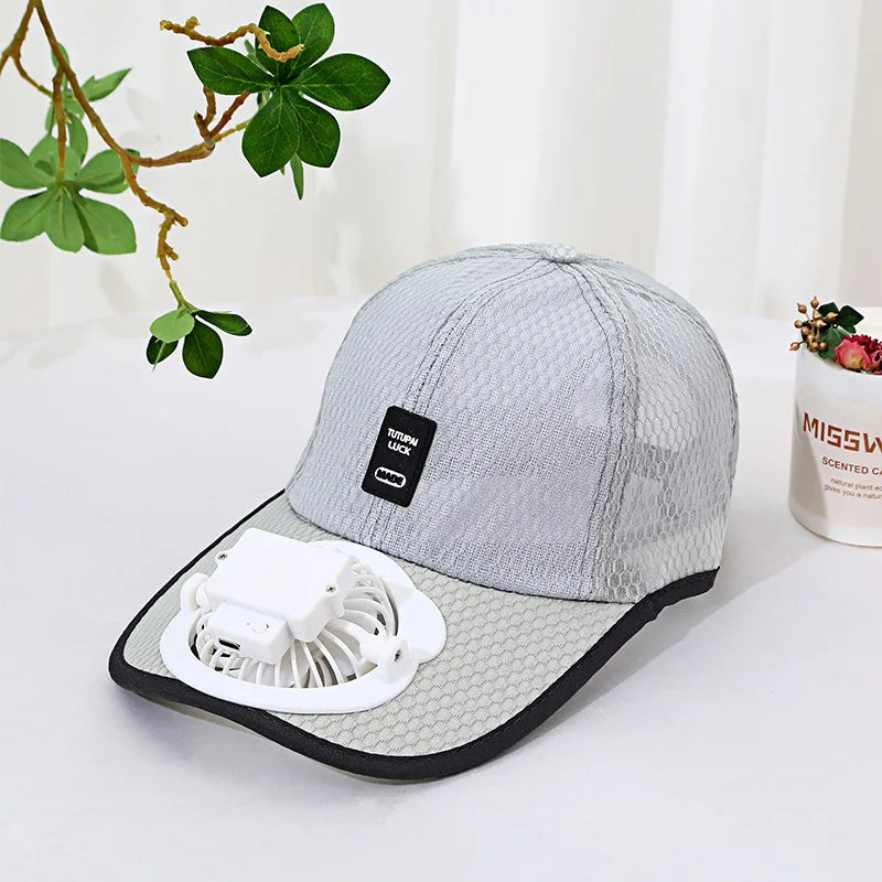 Rechargeable Fan Baseball Net Hat Sun Protection Duck Tongue Breathable Net Hat For Couples Outdoor Travel Men Women mz129