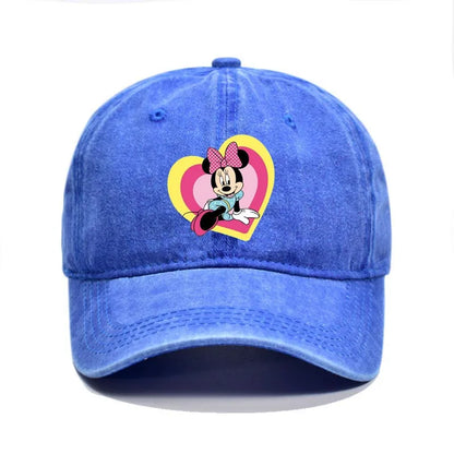 Retro Washed Mickey Mouse Print Baseball Cap Men Women Vintage Kpop Snapback Cap Adjustable Breathable Trucker Hat Sunscreen Hat