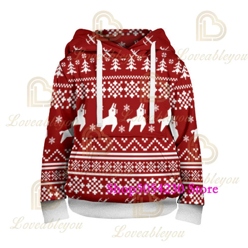 3D Printed Llama Fortnite Hoodie Battle Royale Cartoon Sweatshirts for Men And Women Game Hero Hooded Shirt for Teens