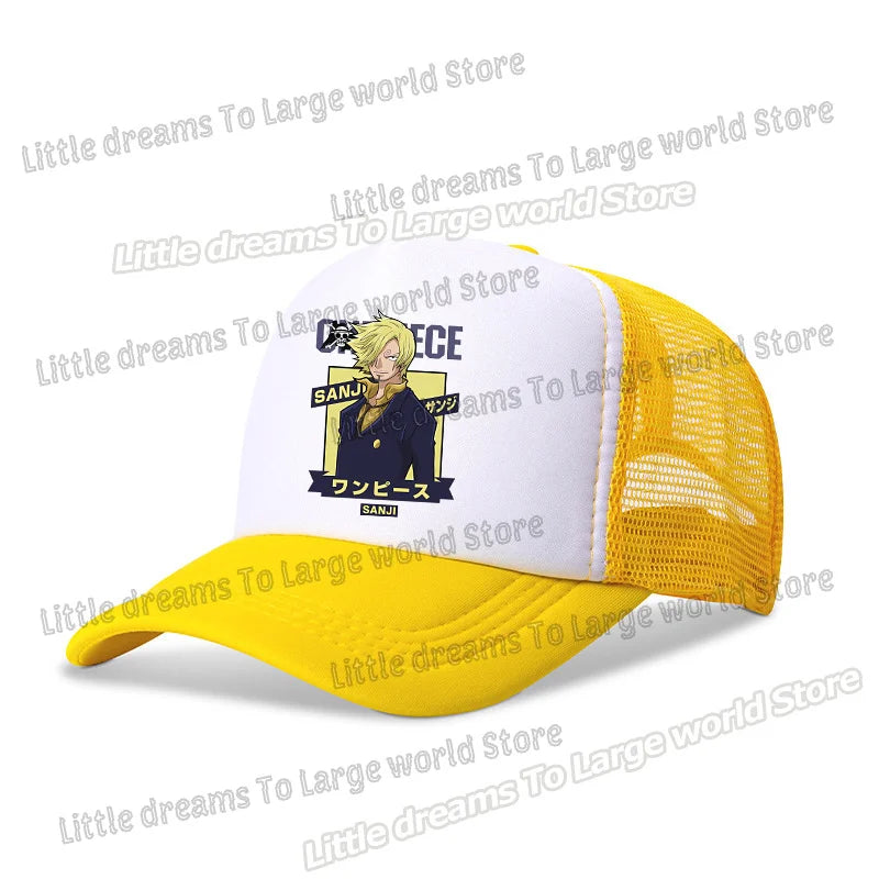One Piece Baseball Cap Kids Anime Printed Adjustable Mesh Hat Visors Peaked Caps Sunshade Hats Outdoor Headwear Accessories Gift