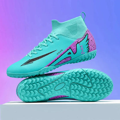 Nouvelles chaussures de football pour hommes, antidérapantes, de haute qualité, ultralégères, pour l'extérieur et l'intérieur, chaussures de sport à haute cheville, futsal antidérapantes