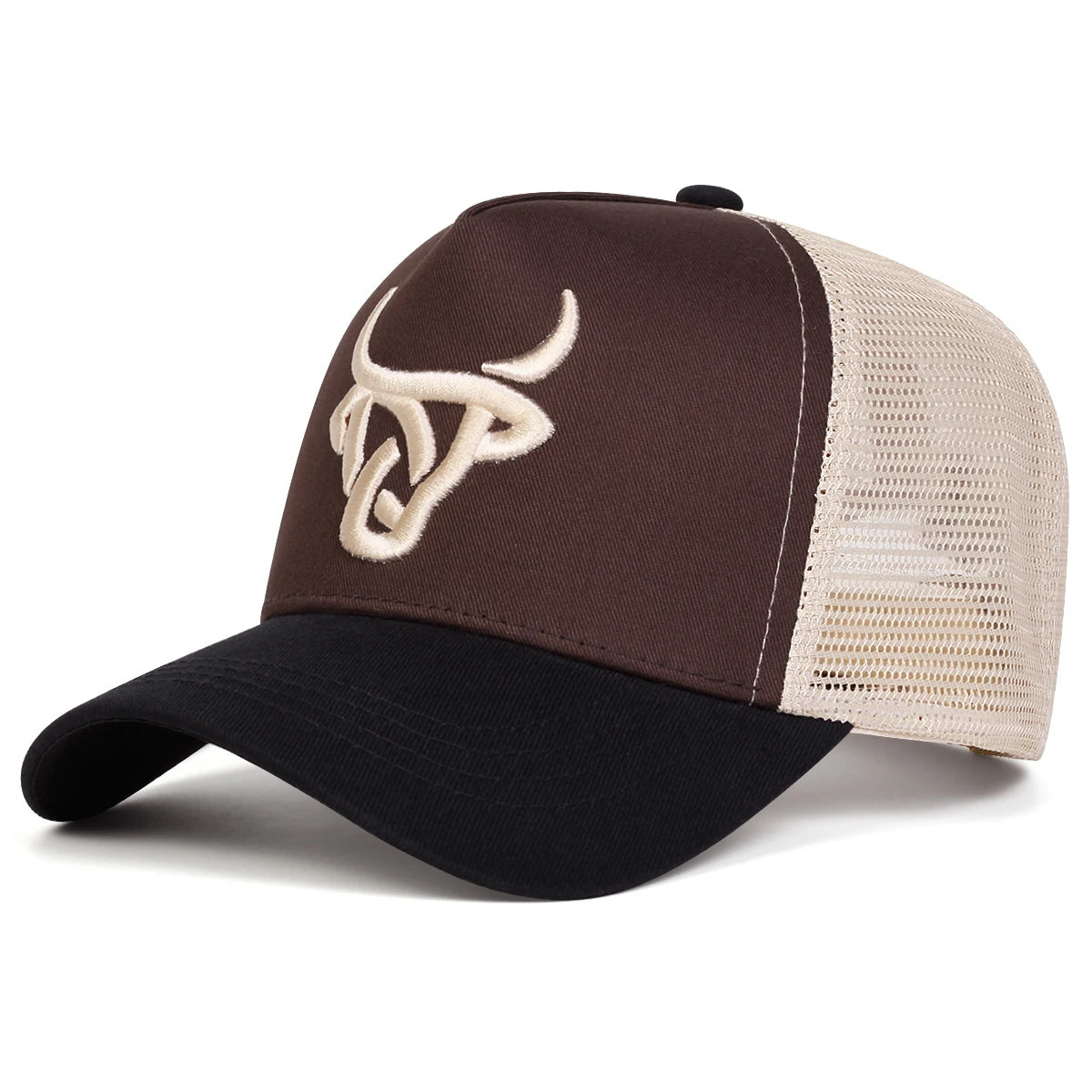 Unisex Ox Head Embroidery Baseball Net Caps Spring Summer Outdoor Adjustable Casual Hats Dad Hat Sunscreen Hat