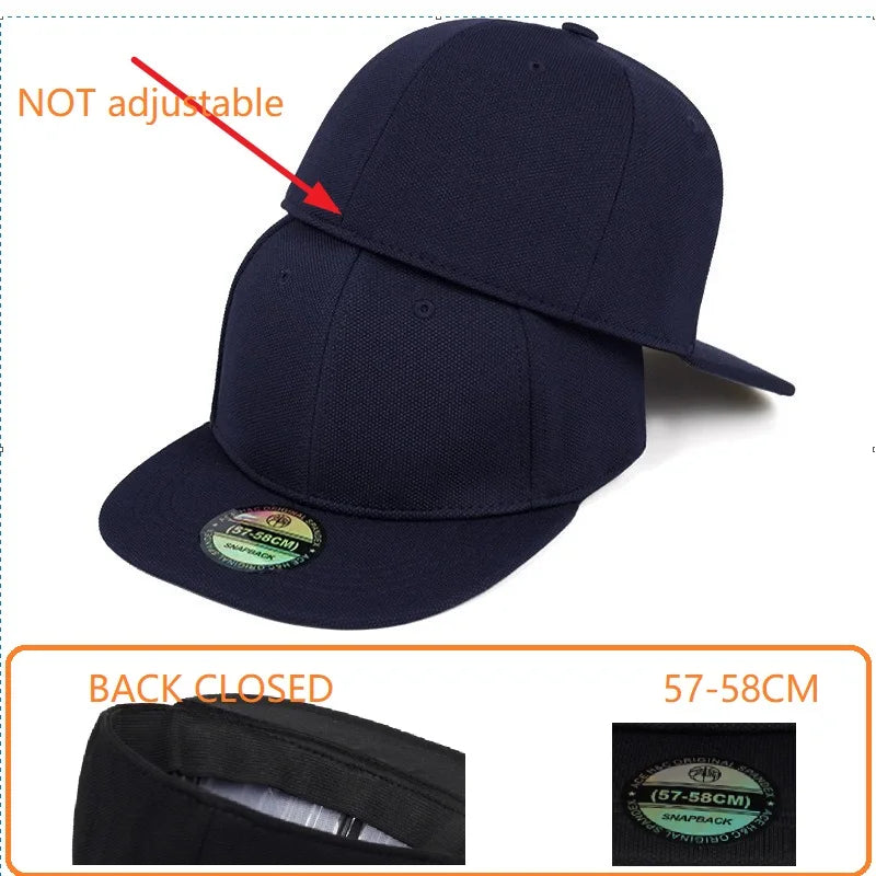 Brand Oohmy Back Closed Baseball Cap for Small Head Lady Man Blank Hiphop Snapback Hat Fitted Flat Caps 58cm to 60cm