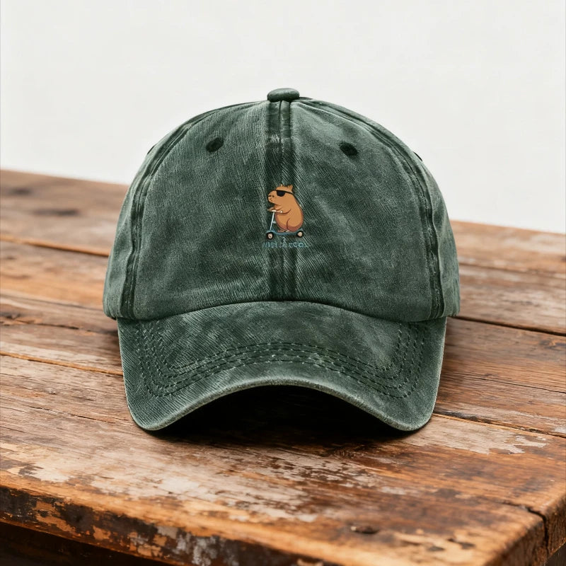 Capybara Cartoon Washed Cotton Baseball Cap For Men Women Embroidery Unisex Soft Hats Vintage Funny Animal Hat Cute Fashion Caps
