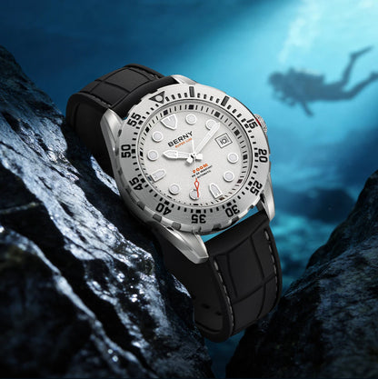 BERNY Automatic Diver Watch for Men Frosted Dial MIYOTA 8215 316L Supper Luminous Sapphire AR Fluororubber Men's Diving Watches