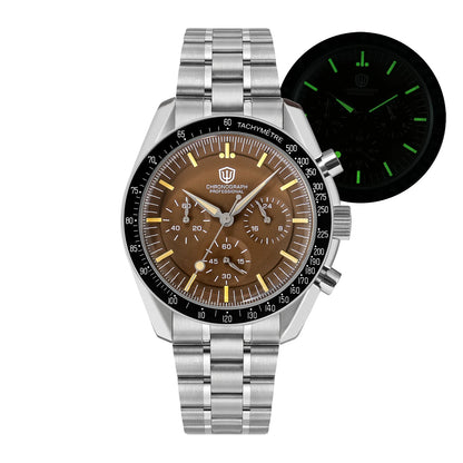 Watchdives WD1863 Watch VK63 Quartz Chronograph Movement Bubble Sapphire Crystal 100m Waterproof Luminous 39mm Vintage Watches