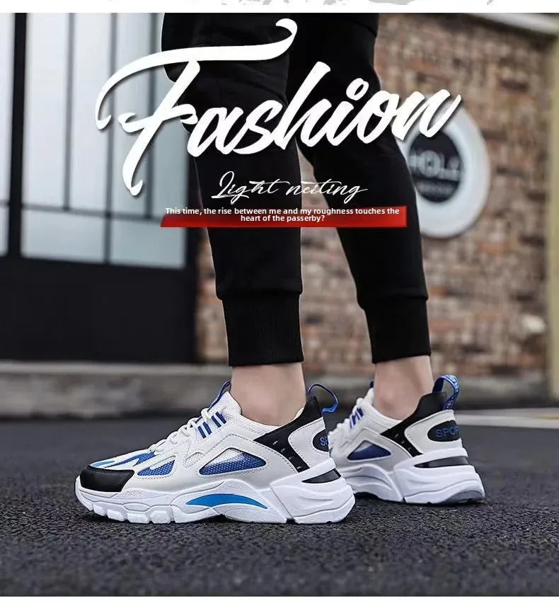Spring New Style Breathable Thick Bottom Heightening Sports Dad Shoes Men Korean Version Trendy Casual Shoes Autumn Model