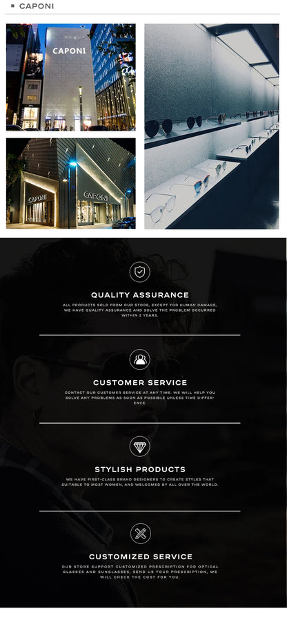 CAPONI Men's Sunglasses Polarized Classic Design Eyewear Protect Eyes Black Shades For Male Outdoor Driving Sun Glasses CP6199