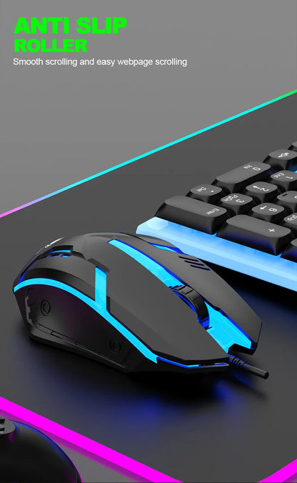 NG GTX350 Combo de teclado y ratón gaming para ordenador y portátil, kit gamer con retroiluminación LED, teclado USB con cable GTX350 Set-Negro