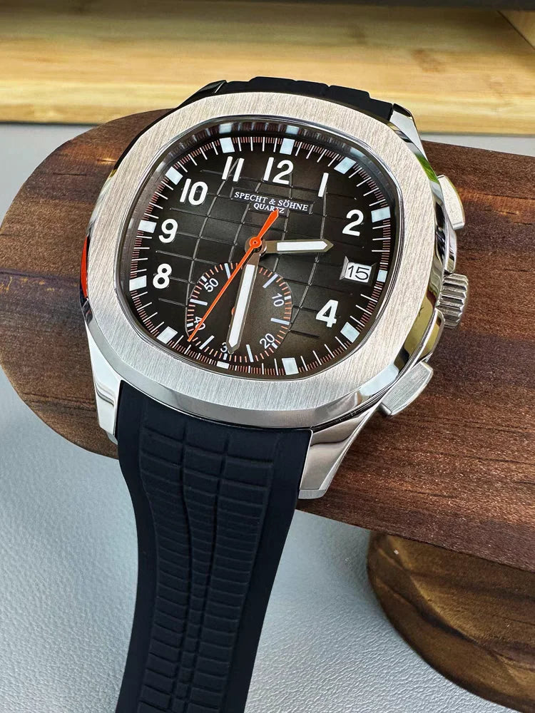 2026 New Specht&Sohne Men's Watches Quartz Watch Top Brand Luxury Chronograph Sport Rubber Luminous 5Bar Waterproof Reloj Hombre