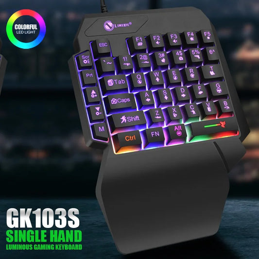 Mini teclado gaming de uma só mão com 35 teclas, USB, ultrafino, com fios e retroiluminado, para portátil, PC de secretária e smartphone
