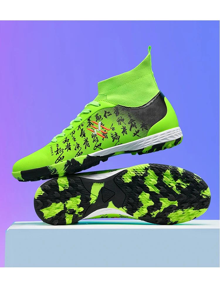 Nouvelles bottes de Football hommes chaussures de Football crampons chaussure de Football professionnelle hauts pointes antidérapantes pour grands garçons large baskets d'entraînement