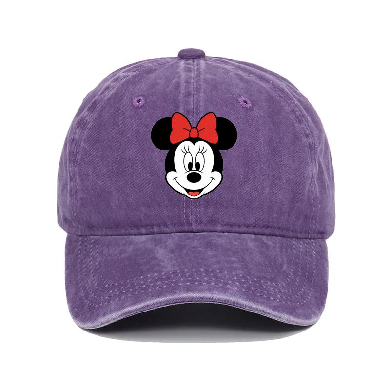Retro Washed Mickey Mouse Print Baseball Cap Men Women Vintage Kpop Snapback Cap Adjustable Breathable Trucker Hat Sunscreen Hat