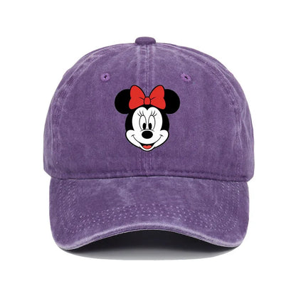Retro Washed Mickey Mouse Print Baseball Cap Men Women Vintage Kpop Snapback Cap Adjustable Breathable Trucker Hat Sunscreen Hat
