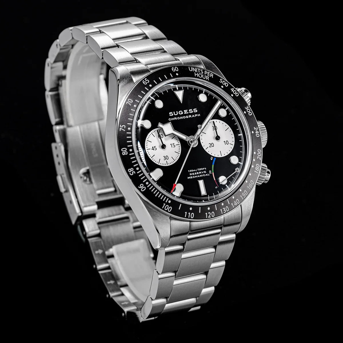Sugess Chronograph Men Watch Original ST1907 Swanneck Pilot Mechanical Wristwatches Domed Sapphire Crystal Dopamine S457 2025new