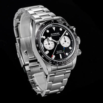 Sugess Chronograph Men Watch Original ST1907 Swanneck Pilot Mechanical Wristwatches Domed Sapphire Crystal Dopamine S457 2025new
